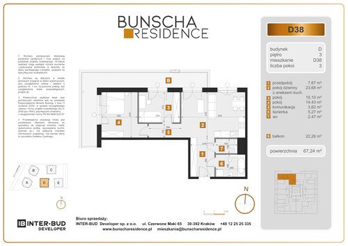 Plan Inter-Bud Developer Sp. z o.o. mieszkanie w inwestycji ul. Bunscha Bunscha Residence