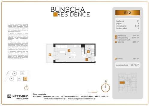 Plan Inter-Bud Developer Sp. z o.o. mieszkanie w inwestycji ul. Bunscha Bunscha Residence (wkrótce w sprzedaży) 