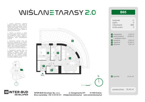 Plan Inter-Bud Developer Sp. z o.o. apartament w inwestycji ul. Grzegórzecka Wiślane Tarasy 2.0 - bud. C (wkrótce w sprzedaży)