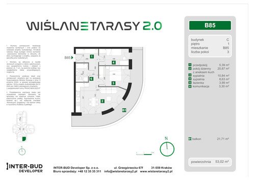 Plan Inter-Bud Developer Sp. z o.o. apartament w inwestycji ul. Grzegórzecka Wiślane Tarasy 2.0 - bud. C (wkrótce w sprzedaży)