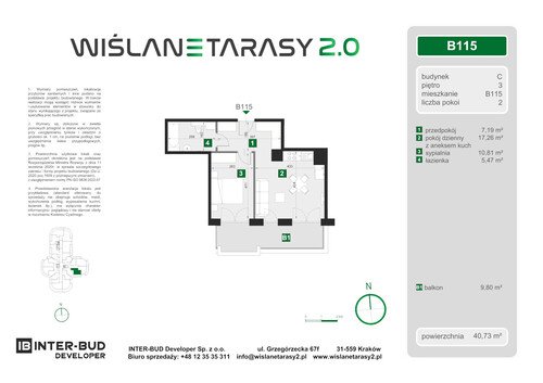 Plan Inter-Bud Developer Sp. z o.o. apartament w inwestycji ul. Grzegórzecka Wiślane Tarasy 2.0 - bud. C (wkrótce w sprzedaży)