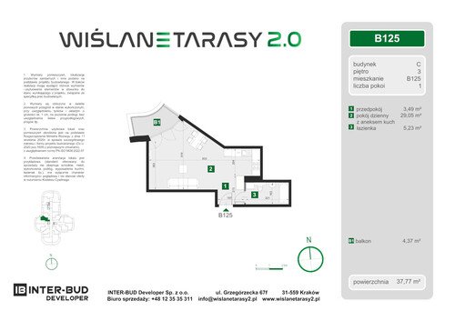 Plan Inter-Bud Developer Sp. z o.o. apartament w inwestycji ul. Grzegórzecka Wiślane Tarasy 2.0 - bud. C (wkrótce w sprzedaży)