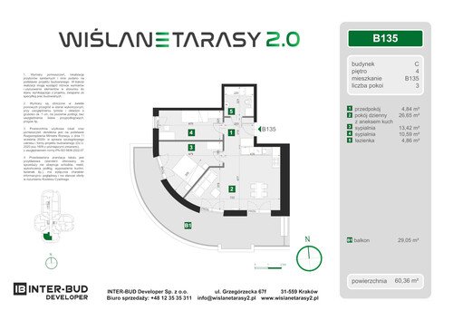 Plan Inter-Bud Developer Sp. z o.o. apartament w inwestycji ul. Grzegórzecka Wiślane Tarasy 2.0 - bud. C (wkrótce w sprzedaży)