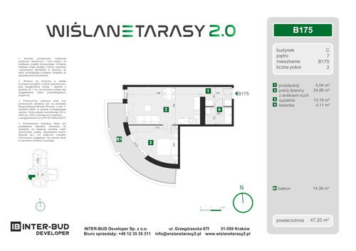 Plan Inter-Bud Developer Sp. z o.o. apartament w inwestycji ul. Grzegórzecka Wiślane Tarasy 2.0 - bud. C (wkrótce w sprzedaży)