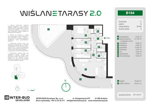 Plan Inter-Bud Developer Sp. z o.o. apartament w inwestycji ul. Grzegórzecka Wiślane Tarasy 2.0 - bud. C (wkrótce w sprzedaży)