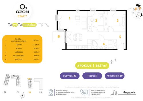 Plan Megapolis mieszkanie w inwestycji ul. Banacha Osiedle OZON Etap 7