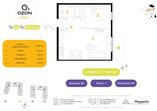 Plan Megapolis mieszkanie w inwestycji ul. Banacha Osiedle OZON Etap 7