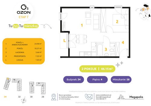 Plan Megapolis mieszkanie w inwestycji ul. Banacha Osiedle OZON Etap 7