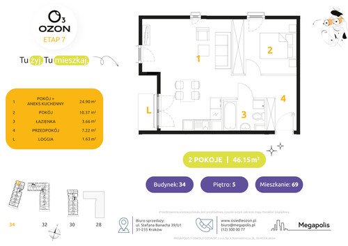 Plan Megapolis mieszkanie w inwestycji ul. Banacha Osiedle OZON Etap 7