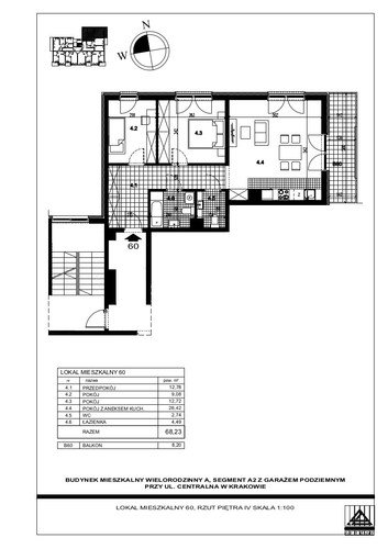 Plan Proins mieszkanie w inwestycji ul. Centralna Centralna - etap I, bud. A1, A2, A3