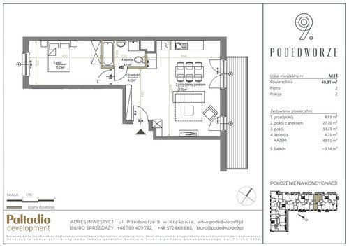 Plan Palladio Podedworze Sp. z o.o. mieszkanie w inwestycji ul. Podedworze 9 Podedworze 9