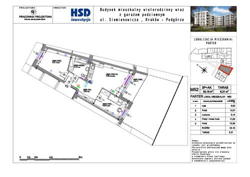 Plan HSD Inwestycje Siemienowicza Sp. z o.o. mieszkanie w inwestycji ul. Siemienowicza Bagry – ul. Lipska/Siemienowicza