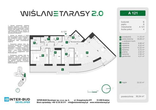 Plan Inter-Bud Developer Sp. z o.o. apartament w inwestycji ul. Grzegórzecka Wiślane Tarasy 2.0 - bud. B