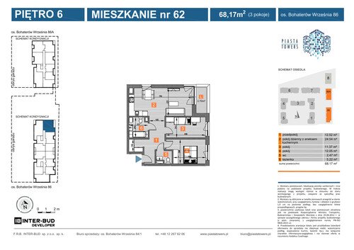 Plan Inter-Bud Developer Sp. z o.o. mieszkanie w inwestycji os. Bohaterów Września Piasta Towers - bud. 86