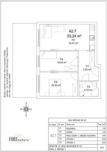 Plan Frax-Bud mieszkanie w inwestycji ul. Wybickiego 5 FORTnatura - budynek A2