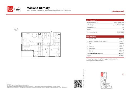 Plan Grupa Deweloperska START mieszkanie w inwestycji ul. Myśliwska 68c Wiślane Klimaty