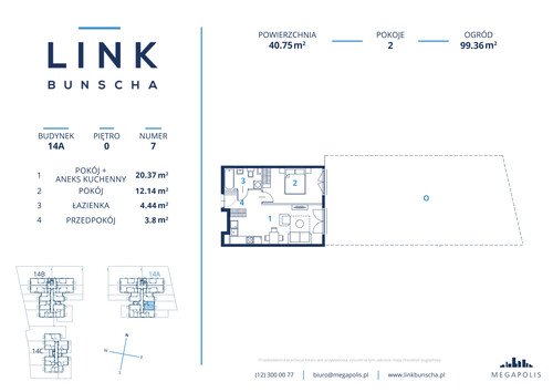 Plan Megapolis Sp. z o.o. mieszkanie w inwestycji ul. Bunscha 14A, 14B, 14C Link Bunscha