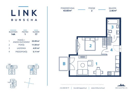 Plan Megapolis Sp. z o.o. mieszkanie w inwestycji ul. Bunscha 14A, 14B, 14C Link Bunscha