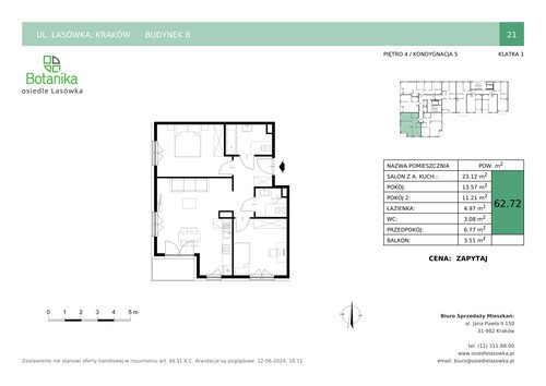 Plan Stylhut Plus sp. z o.o. mieszkanie w inwestycji ul. Lasówka Osiedle Lasówka - bud. B