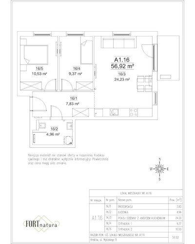 Plan Frax-Bud mieszkanie w inwestycji ul. Wybickiego 5 FORTnatura - budynek A1