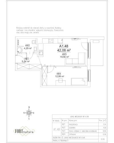 Plan Frax-Bud mieszkanie w inwestycji ul. Wybickiego 5 FORTnatura - budynek A1