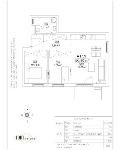 Plan Frax-Bud mieszkanie w inwestycji ul. Wybickiego 5 FORTnatura - budynek A1