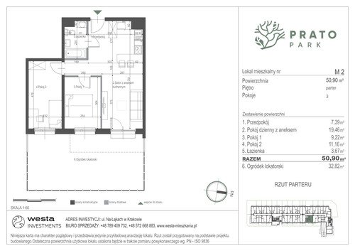 Plan Apartamenty Nowohucka Sp. z o.o. mieszkanie w inwestycji ul. Na Łąkach Prato Park