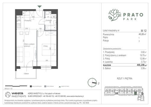 Plan Apartamenty Nowohucka Sp. z o.o. mieszkanie w inwestycji ul. Na Łąkach Prato Park