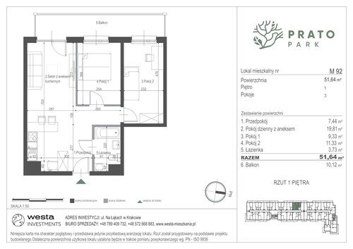 Plan Apartamenty Nowohucka Sp. z o.o. mieszkanie w inwestycji ul. Na Łąkach Prato Park