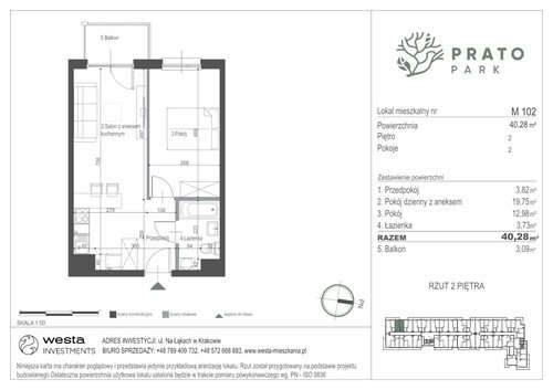 Plan Apartamenty Nowohucka Sp. z o.o. mieszkanie w inwestycji ul. Na Łąkach Prato Park