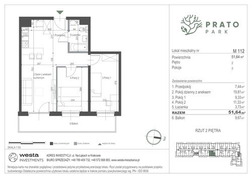 Plan Apartamenty Nowohucka Sp. z o.o. mieszkanie w inwestycji ul. Na Łąkach Prato Park