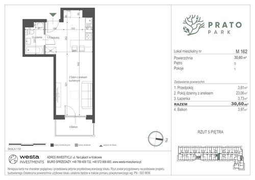 Plan Apartamenty Nowohucka Sp. z o.o. mieszkanie w inwestycji ul. Na Łąkach Prato Park