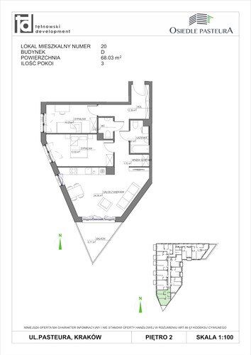 Plan Tętnowski Development mieszkanie w inwestycji ul. Pasteura Osiedle Pasteura - IV etap