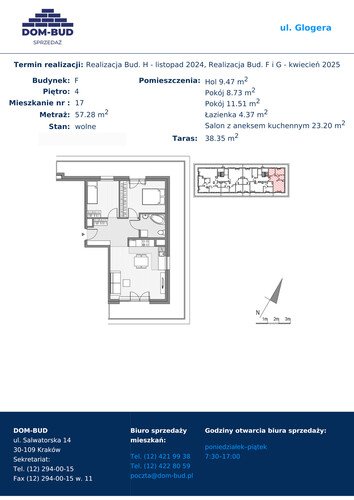 Plan Dom-Bud M. Szaflarski Spółka Jawna mieszkanie w inwestycji ul. Glogera ul. Glogera, bud. F