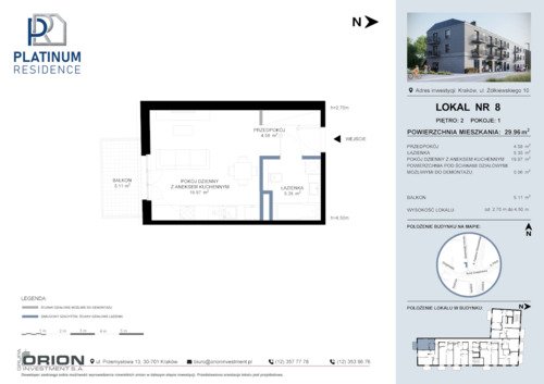 Plan Grupa Orion Investment S.A. mieszkanie w inwestycji ul. Żółkiewskiego 10 Platinum Residence