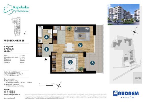 Plan BUDREM mieszkanie w inwestycji ul. Pychowicka 3A Kapelanka-Pychowicka - budynek B