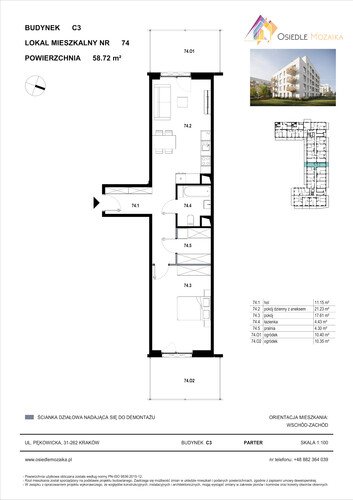 Plan KG Group Sp. z o.o. mieszkanie w inwestycji  Osiedle Mozaika - bud. C3