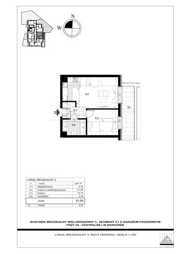 Plan Proins mieszkanie w inwestycji ul. Centralna Centralna - etap II, bud. C1