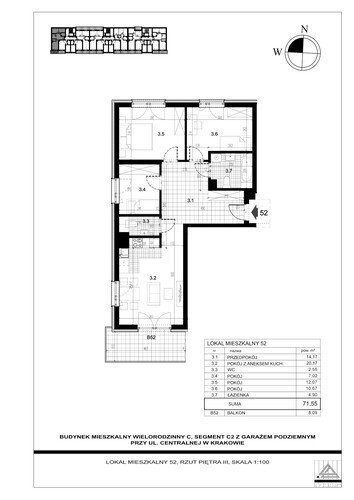 Plan Proins mieszkanie w inwestycji ul. Centralna Centralna - etap II, bud. C2