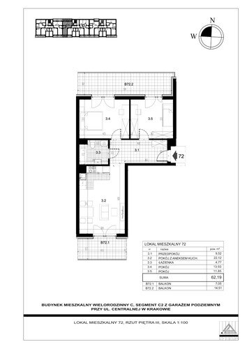 Plan Proins mieszkanie w inwestycji ul. Centralna Centralna - etap II, bud. C2