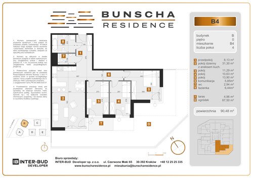 Plan Inter-Bud Developer Sp. z o.o. mieszkanie w inwestycji ul. Bunscha Bunscha Residence (wkrótce w sprzedaży) 