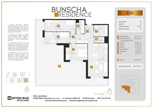 Plan Inter-Bud Developer Sp. z o.o. mieszkanie w inwestycji ul. Bunscha Bunscha Residence (wkrótce w sprzedaży) 