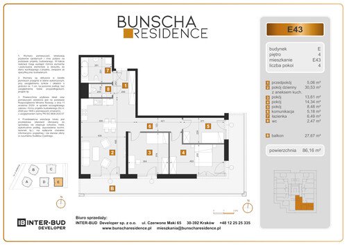 Plan Inter-Bud Developer Sp. z o.o. mieszkanie w inwestycji ul. Bunscha Bunscha Residence (wkrótce w sprzedaży) 