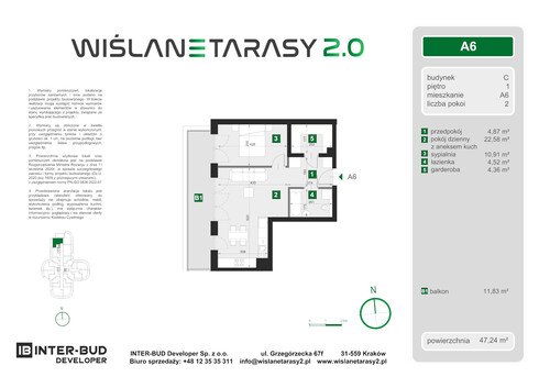 Plan Inter-Bud Developer Sp. z o.o. apartament w inwestycji ul. Grzegórzecka Wiślane Tarasy 2.0 - bud. C (wkrótce w sprzedaży)