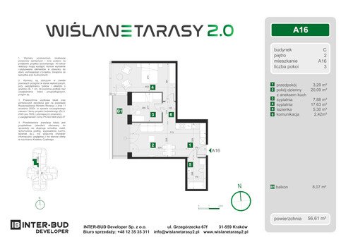 Plan Inter-Bud Developer Sp. z o.o. apartament w inwestycji ul. Grzegórzecka Wiślane Tarasy 2.0 - bud. C (wkrótce w sprzedaży)