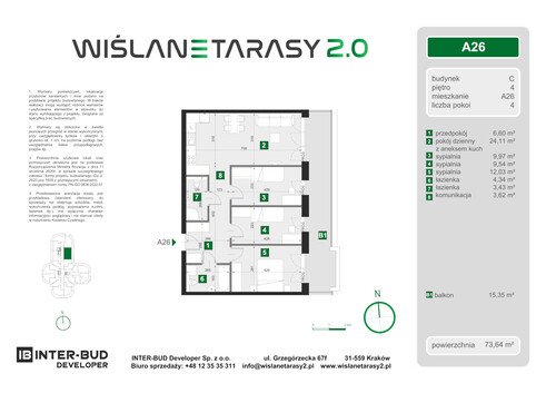 Plan Inter-Bud Developer Sp. z o.o. apartament w inwestycji ul. Grzegórzecka Wiślane Tarasy 2.0 - bud. C (wkrótce w sprzedaży)