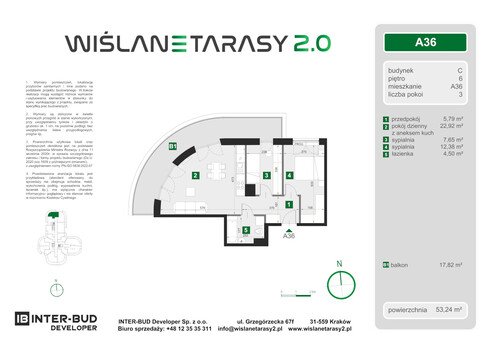 Plan Inter-Bud Developer Sp. z o.o. apartament w inwestycji ul. Grzegórzecka Wiślane Tarasy 2.0 - bud. C (wkrótce w sprzedaży)