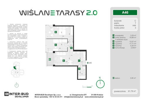 Plan Inter-Bud Developer Sp. z o.o. apartament w inwestycji ul. Grzegórzecka Wiślane Tarasy 2.0 - bud. C (wkrótce w sprzedaży)