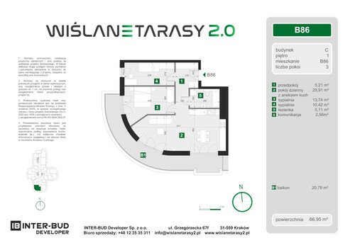 Plan Inter-Bud Developer Sp. z o.o. apartament w inwestycji ul. Grzegórzecka Wiślane Tarasy 2.0 - bud. C (wkrótce w sprzedaży)