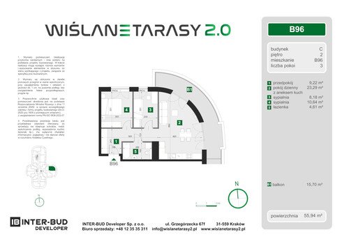 Plan Inter-Bud Developer Sp. z o.o. apartament w inwestycji ul. Grzegórzecka Wiślane Tarasy 2.0 - bud. C (wkrótce w sprzedaży)